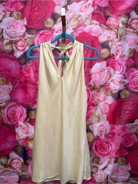 wild fable Cream Halter Mini Dress with Tie Detail